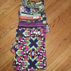 FILA Running Shorts Large Lot Of 3 Compression Colorful Patterned Athletic